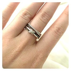 David Yurman  X collection ring with diamonds